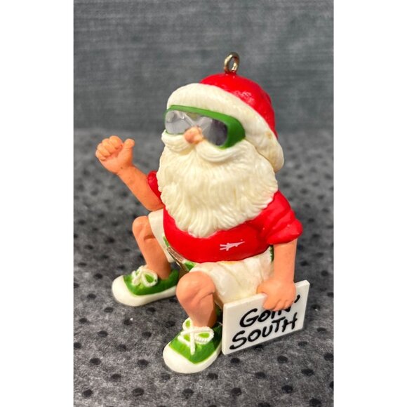 Santa Claus Vacation Ornament1988 "Going South" Sunglasses Shorts & Suitcase Fun - Picture 2 of 9